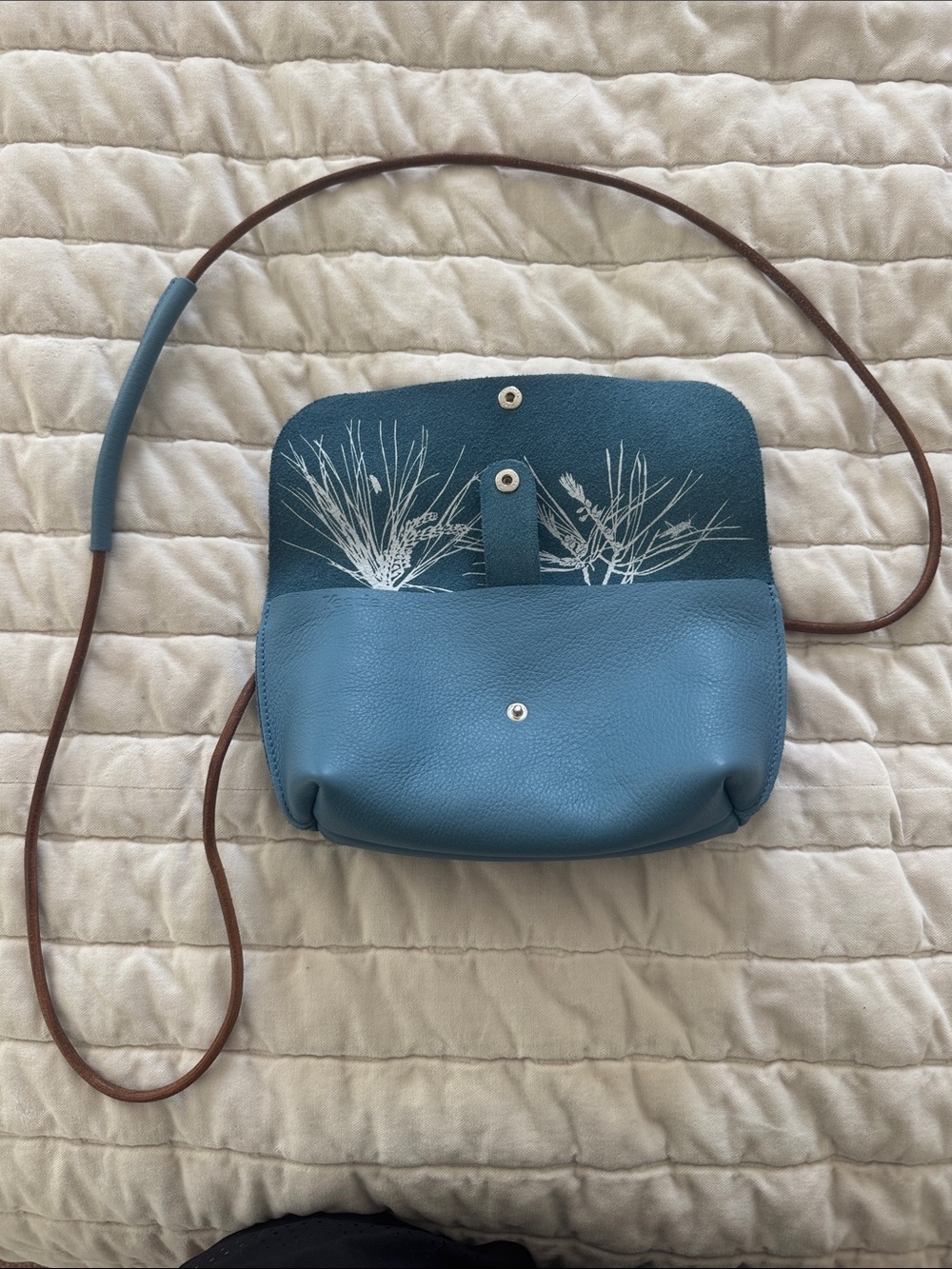 Keecie Blue soft Leather Crossbody Bag, European Hand made